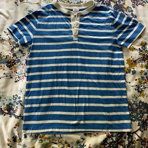 Women’s Hanna Anderson button from blue stripped sporty top size 12